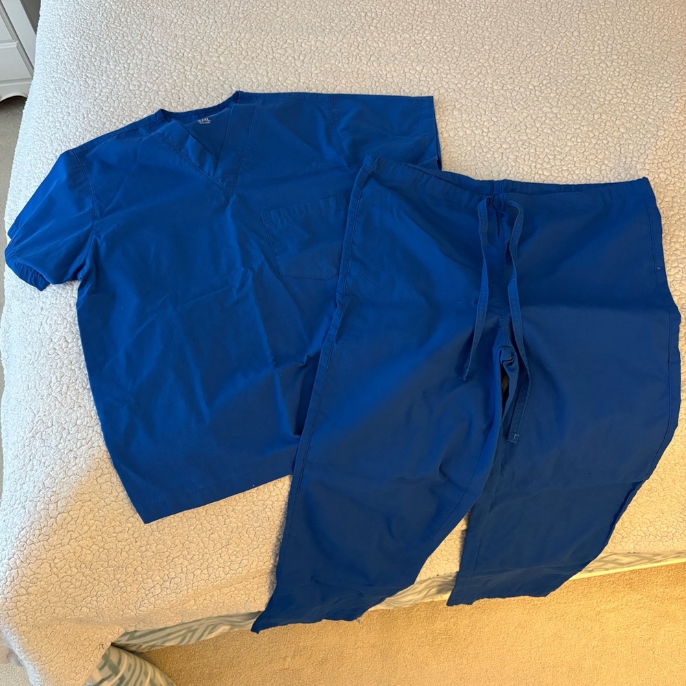 Blue Baggy Nurse Scrubs Set
